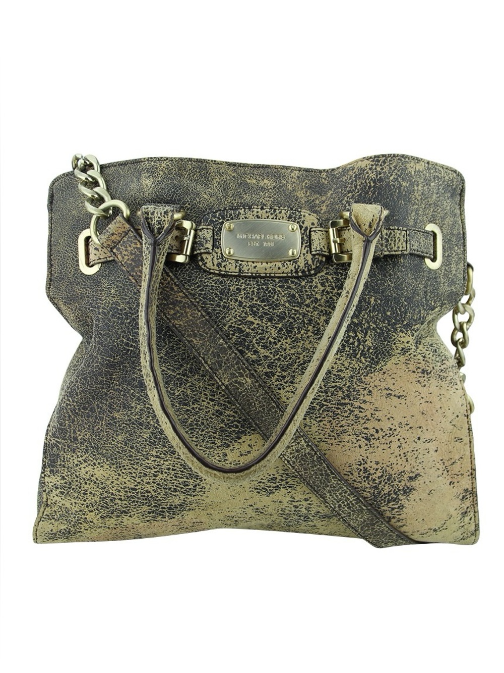Michael Kors Suede Metallic Gold Shoulder Tote with matching Wallet